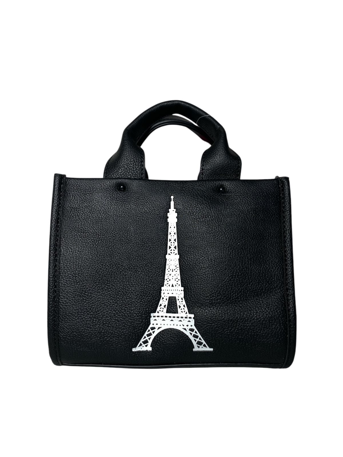 Bolso Negro con Estampado de la Torre Eiffel - Diseño Compacto y Moderno