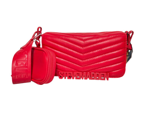 Bolsa Roja Steve Madden con Diseño Acolchado y Monedero